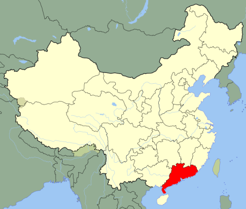 Guangdong Province highlighted in red